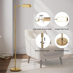 SUNMORY Dimmable LED Pharmacy Floor Lamp, 16W/1500LM Bright Reading Floor Lamp with Remote & Touch Control, 350°Swing Arm, Adjustable Task Craft Standing Lamp for Living Room Bedroom Office, Gold