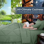 HEVUMYI Sage Green Twin Comforter Set - 5-Piece All Season Bed in a Bag Twin, Ultra Soft Bedding Set with Comforter, Flat Sheet, Fitted Sheet, Pillowcases, Pillow Shams, Sage Green