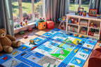Booooom Jackson ABC Rug Kids Rug Educational Rugs Non-Slip Kids Carpet with Alphabet, Number Mat for Children, Baby, Toddler Play, 4'11'' x 3'3''