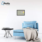 PinPix ArtToFrames 10x16 Custom Cork Bulletin Board Yellow and Blue Waves Poster Board Has a Fabric Style Canvas Finish, Framed in Satin Black (PinPix-321)