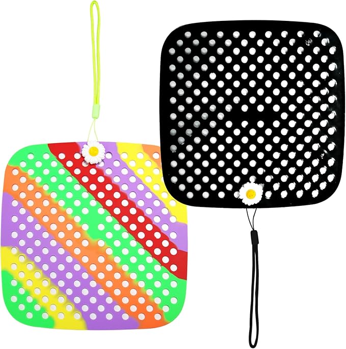 2PCS Shoe Charm Organizer - Hanging Silicone Shoe Charm Holder with 194 Holes, Portable Display Net for Shoe Charms (Black & Colorful)