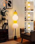 Lightdot Yellow Globe Floor Lamp with 3 Color Temperatures LED Bulbs Included,Dimmable Floor Lamps with Touch Switch,Unique Modern Standing Tall Lamp for Bedroom Living Room/Sofa Beside/Corner Decor
