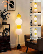 Lightdot Yellow Globe Floor Lamp with 3 Color Temperatures LED Bulbs Included,Dimmable Floor Lamps with Touch Switch,Unique Modern Standing Tall Lamp for Bedroom Living Room/Sofa Beside/Corner Decor