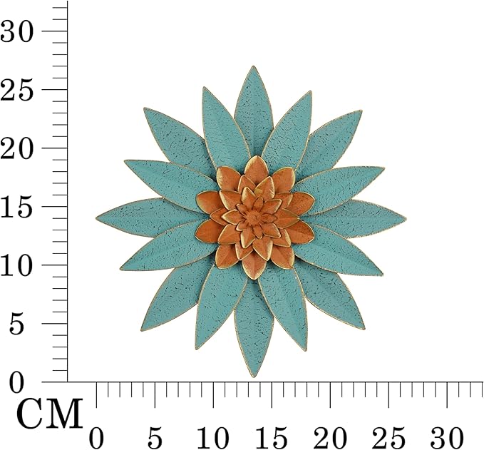Blue metal flower wall decor, 10.5 "rural modern flower wall art, imitation old iron wall hanging for home decor, indoor kitchen, bedroom, living room, office, outdoor garden, courtyard featured artworks.