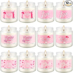 Valentine's Day Pink Scented Candles-12Pcs 3.5oz Each-Natural Plant Essential Oils & Cotton Wick, Aromatherapy Candle for Relaxing Stress Relief, Home Decor & Romantic Gifts for Her.