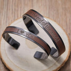 AW BRIDAL Anniversary Engagement Gifts Valentines Day Gifts, Unique Wedding Gift for Couple Matching Couple Bracelets Stainless Steel & Leather Cuff Bracelets for Women/Men, Brown