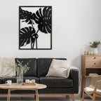SIGNLEADER Metal Wall Art Decor Three Tropical Monsteras Leaf Minimalist Modern Abstract Wall Sculpture Hangings Home Decoration for Living Room, Bedroom, Bathroom, Kitchen, Outdoor - 24" Black