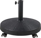 COBANA Patio Umbrella Base, Heavy-Duty Stand Resin Weights with Wheels for Outdoor Market Umbrella, 52lbs, Black