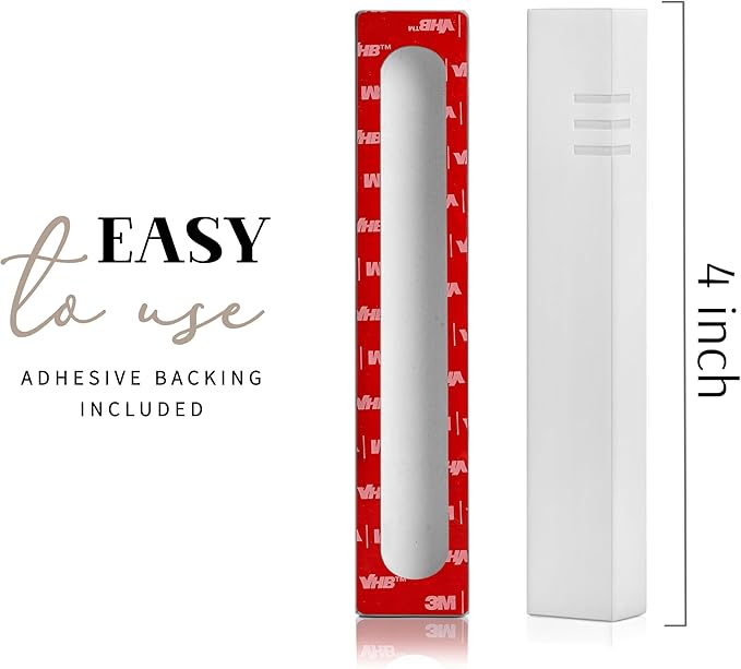 SURI Mezuzah for Door with Scroll Inside – 4 Inch White Concrete Judaica Mezzuzah Case with Non-Kosher Scroll, Self-Stick Adhesive, Gift Box Included, Fits a 3 Inch Scroll