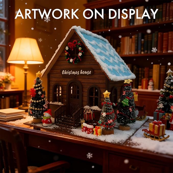 DIY Miniature House Kit: Christmas Vintage Street 3D Wooden Model - Challenging Adult Building Project, Unique Holiday Home & Room Decor (6.3" x 6.7" x 6.7")