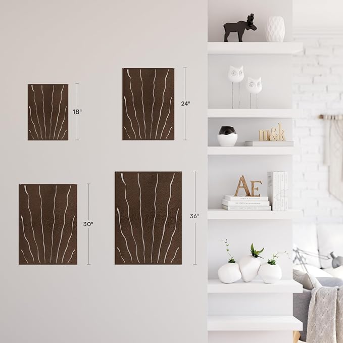 SIGNLEADER Metal Wall Art Decor Zebra Stripe Minimalist Modern Abstract Wall Sculpture Hangings Home Decoration for Living Room, Bedroom, Bathroom, Kitchen, Outdoor - 36" Bronze