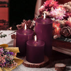 KONNI Purple Pillar Candles Set of 3, 3"x 4" Unscented Pillar Candles Bulk, 39 Hours Long Burning Candles, Smokeless&Dripless Large Round Candle for Wedding, Home Decoration, Parties, Spas, Dinner