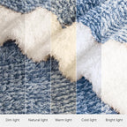 WRENSONGE Throw Blanket Cationic Dyeing Blue Soft Cozy Fluffy Warm Hand Made Throw Blankets for Couch, Sofa, Chair, Bed, Camping, Picnic, Travel Lightweight Bed Blanket - 50"*60"