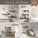 BAYKA Wall Shelves for Bedroom Decor, Floating Shelves for Wall, Display Mounted Rustic Wood Shelf for Books,Plants,Corner Shelves for Bathroom,Kitchen,Living Room(Rustic Brown,Set of 3)