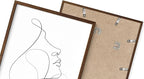 Minimalist Woman Profile Wall Art Upward Gaze Continuous Line Drawing Feminine Face 12x16 Inch Oak Wood Walnut Framed Modern Aesthetic Print for Living Room