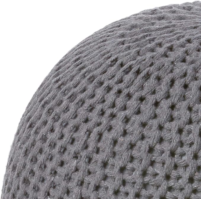 Urban Lifestyle | Large Round Cotton Knitted Ottoman Pouf Seat Cushion Home Decor Accent Seating Floor Pillow Soft Modern Living Room Furniture Hand Woven Cotton, Dark Grey