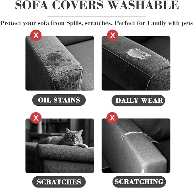 2Pcs Couch Arm Covers, Armrest Cover for Sofa, Sofa Arms Covers Washable Arms with Twist Pins Soft,Skin-Friendly for Pets (Texture Sea Blue, Armrest Cover)
