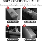 2Pcs Couch Arm Covers, Armrest Cover for Sofa, Sofa Arms Covers Washable Arms with Twist Pins Soft,Skin-Friendly for Pets (Texture Light Gray, Armrest Cover)