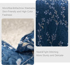 Exclusivo Mezcla Reversible Boho Quilts Queen Size, Navy Bedspreads Lightweight Coverlet All Season Flowers Quilt Bedding Set with Printed Floral Pattern (1 Quilt, 2 Pillow Shams)