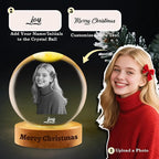 Custom Snow Globes with Photo Name Christmas Snow Globes with Light-Up Base Personalized Engraving Crystal Snowglobe Gifts for Family Women Men Kids Xmas Gift (Snow Globe)