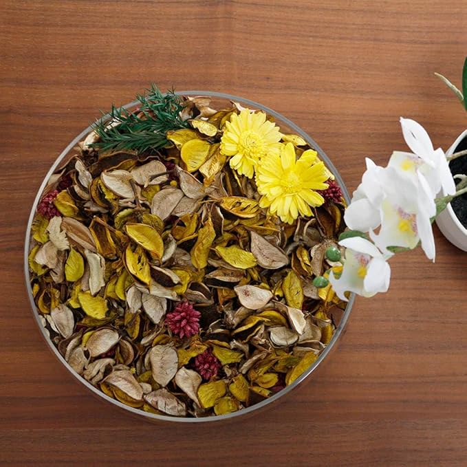 Qingbei Rina Spring Potpourri Bags,Yellow Potpourri Bowl Filler,Lemon Scented Decorative Dried Flowers,Home Fragrance Sachet,Vase Fillers,Bathroom Decor(8.4 oz)