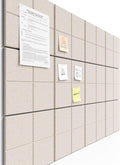 Bumusty Large Felt Bulletin Board, 48" x 36" Cork Board Alternative, 12-Pack Wall Tiles with 4-Compartment Design, 30 Push Pins, 70 Adhesive Tabs, Ideal for Office & Home Decor, Oatmeal