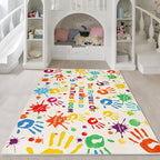 Colorful Kids Handprints Area Rug, Non-Slip Play Mat, Ultra Soft Thick Plush Indoor Rug for Playroom, Classroom, Nursery Decor (59 X 39.4 INCH)