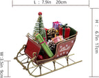 Berfutall-Red Santa Sleigh Christmas Decor for Table Top Holiday Home Decorations Decoration with Rustic Charm (G)