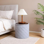 17" Foldable Boucle Round Storage Ottoman,Space-Saving Footrest/Seating/Coffee Table for Small Apartments,Dorms & Bedrooms-Grey