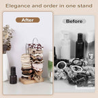 2-Tier Hair Tie Organizer, Modern Scrunchies Storage Tower Holds 50-70 Hair Accessories, Claw Clip Holder, Fashion Countertop Display Stand for Women & Girls(Natural)