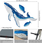 LiveInUrban Coastal Wall Art Whale Metal Wall Sculptures, Ocean Beach Themed Metal Hanging Home Decoration 3PCS 16.2"x12.1"