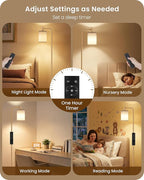 Dimmable Floor Lamp for Living Room with Remote and Foot Switch, Modern Standing, Corner Lamp,10W Bulb 3 Color Temperatures, for Bedroom, Office, Corner, ETL Listed, Gold and White DCW19LD05