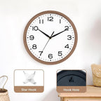 AKCISOT Wall Clock, Modern Small Wall Clocks Battery Operated 8 Inch, Silent Non-Ticking Analog Classic for Office, Home, Bathroom, Kitchen, Bedroom, School(Walnut Grain)