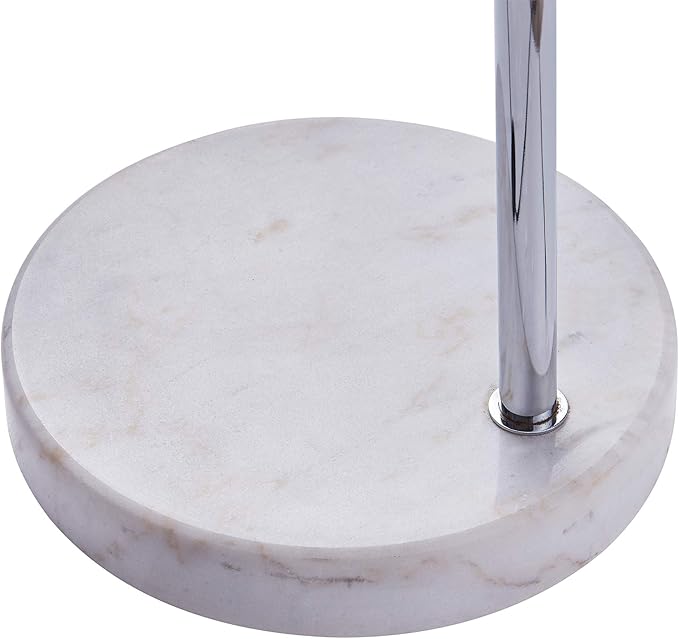Teamson Home Arquer 68.1" Arc Floor Lamp for Living Rooms, Home Offices, Dining Rooms, Bedrooms with Faux White Marble Base and Nickel Bell Shade