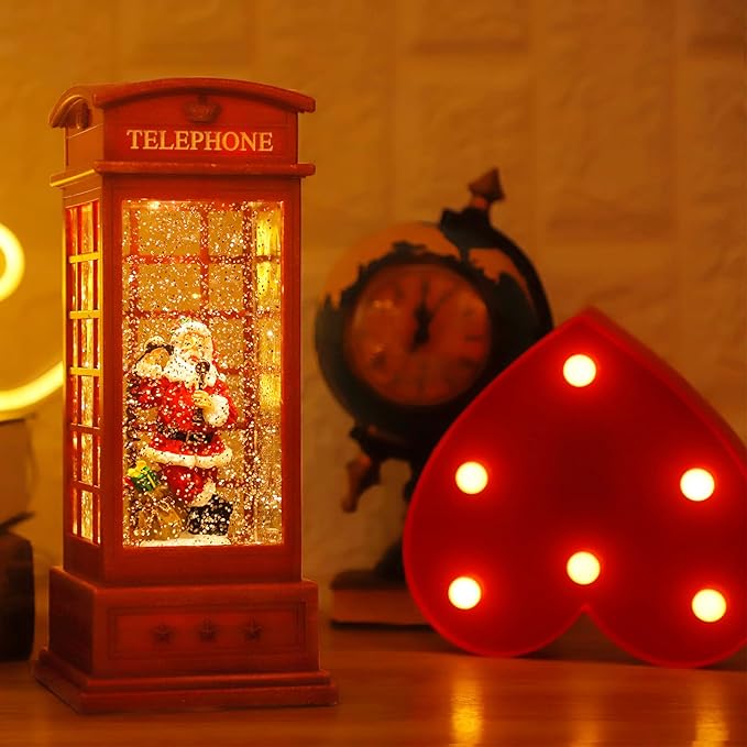 Christmas Snow Globe Lantern,Christmass Lantern with 8 Christmas Theme Music,Christma Snow Globe Gifts Water Glittering Swirling Christma Home Decoration (Old Man)