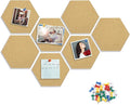 8 Packs Brown Hexagon Felt Pin Board, 12" Bulletin Board with 30 Push Pins, Felt Board for Home Kitchen Office Decor, Self-Adhesive Corkboard Tiles for Walls School Message Photos Memos