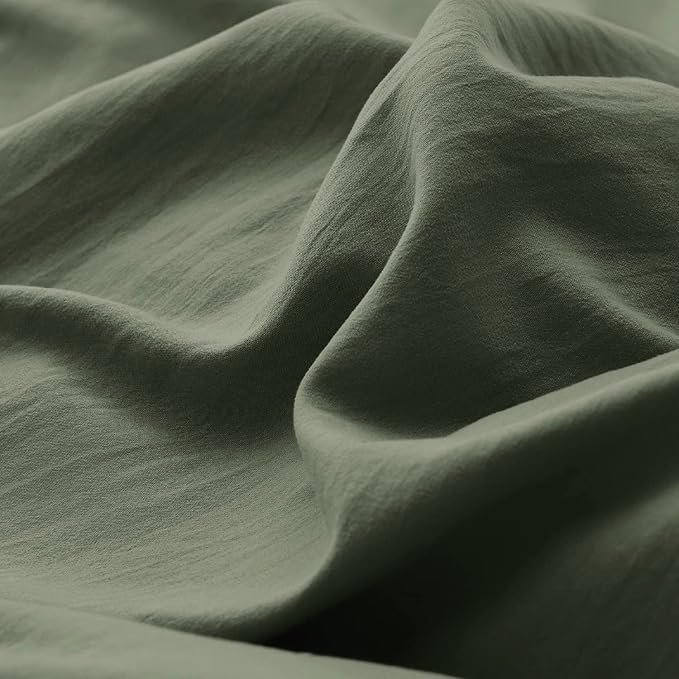 Bedsure Olive Green Oversized Queen Duvet Cover - 3 Pieces Prewashed Cotton-Like Polyester Extra Soft Bedding Set, Includes 1 Duvet Cover 98''x98'' with Zipper Closure & 2 Pillow Shams, No Comforter