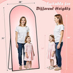 Full Length Mirror, 71" x 28" Arched Full Body Mirror Large Standing Floor Mirrors, Mirrors for Bedroom, Bathroom, Living Room Standing or Wall Leaning, Black