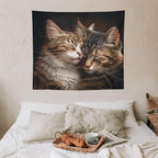 VUMIVI Cat Tapestry Adorable Animals Two Kittens Snuggling Together Vintage Print Realistic Design Tapestry Wall Hanging for Living Room Bedroom Dorm Classroom Aesthetic Decor W60xL50in