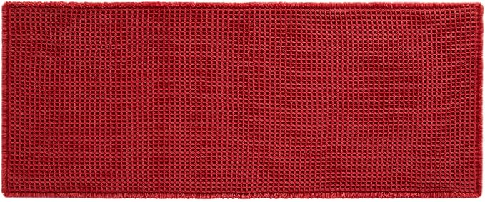 Waffle Bath Mat, Boho Bathroom Rugs Non Slip Washable Super Absorbent Quick Dry Bath Mat Farmhouse Bathroom Decor, 48"x24" Burgundy
