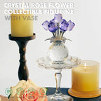 Crystal Purple Rose Figurines Crystal Rose Flowers Gifts for Women Glass Flower Ornament for Christmas
