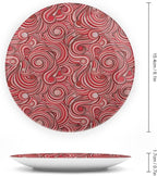 Ceramic Display Plate, Asian Ceramic Hanging Decorative Plate, Modern Autumn Season Wavy Holiday Festival, 7 Inch, Living Room Kitchen Decoration Household, Rose Ruby Red