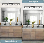 Modern 8 Light Bathroom Light Fixtures, 52 inch Vanity Lights for Bathroom with Clear Glass, Black Bathroom Light Fixture for Mirror Kitchen Living Room Hallway Cabinet Porch