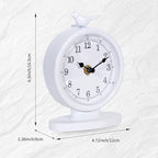 Mantel Clock, Classic Vintage Clocks and Decorative Shelf Decor, Silent Analog Desk Clocks with Light Vintage Metal Table Clock for Living Room Shelf Bedside Home Decor (White)