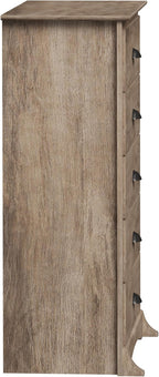 Prepac Sonoma Rustic 5-Drawer Tall Dresser for Bedroom, Farmhouse Dresser Chest of Drawers 17.75" D x 31.5" W x 44.75" H, Drifted Gray