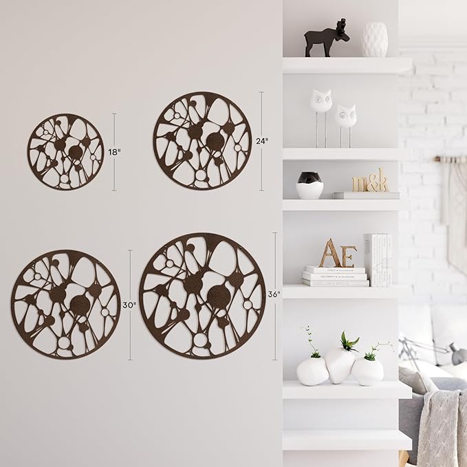 SIGNLEADER Metal Wall Art Decor Abstract Geometric Minimalist Modern Abstract Wall Sculpture Hangings Home Decoration for Living Room, Bedroom, Bathroom, Kitchen, Outdoor - 24" Bronze