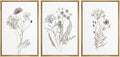 MUDECOR Framed Canvas Print Wall Art Watercolor Wildflower Art Print, Floral Botanical Prints, Minimalist Art, Modern Farmhouse for Bedroom - 24"x36"x3 Natural