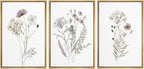 MUDECOR Framed Canvas Print Wall Art Watercolor Wildflower Art Print, Floral Botanical Prints, Minimalist Art, Modern Farmhouse for Bedroom - 24"x36"x3 Natural