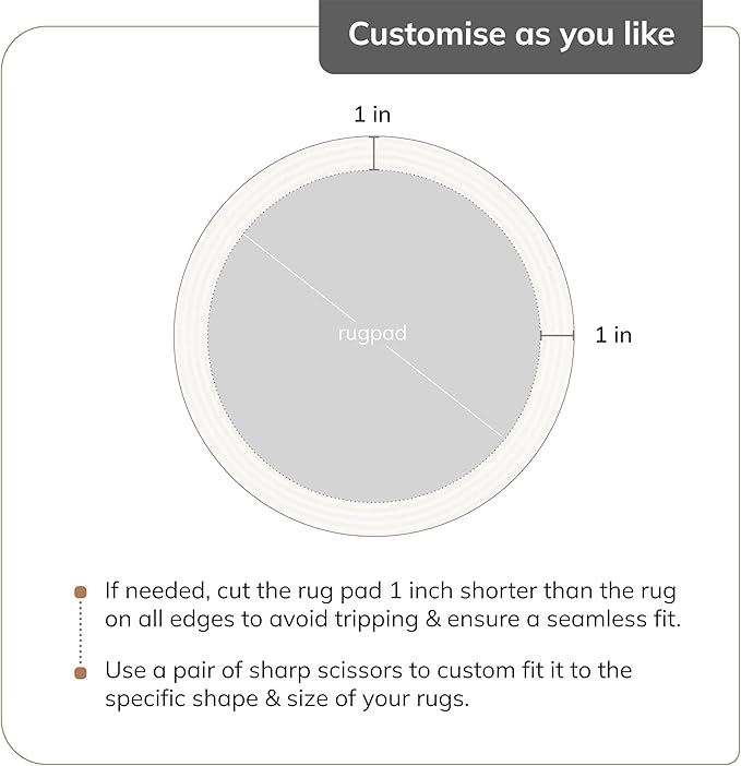 Anji Mountain 8' x 8' Round Non Slip Rug Pad Gripper for Area Rugs-Rug Gripper Pad Keeps Rugs Safe in Place Cushioning Under Rug Floor Protector for Hardwood & Tile Floors-Anti Skid Under Carpet Mat
