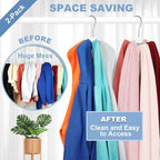 TOPIA HANGER Hoodie Hangers 2-Pack with 6 Wood Balls, 360°Swivel Purse Hanger, Scarf Hanger, Closet Hooks, Handbag Organizer, Bra Hanger, Accessory Organizers for Scarf, Tanktop, Hat, Hoodie CT43W